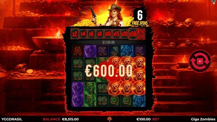 Giga Zombies - premio durante los Free Spins
