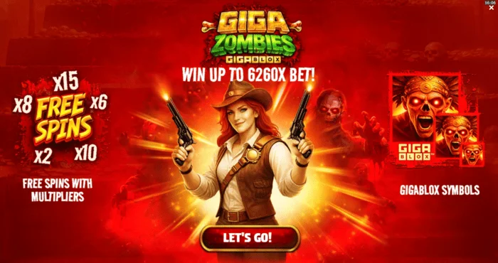 Giga Zombies - menú principal con selección de apuesta